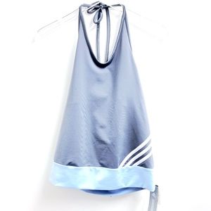 Adidas Striped Halter Tank Top in Charcoal Gray
